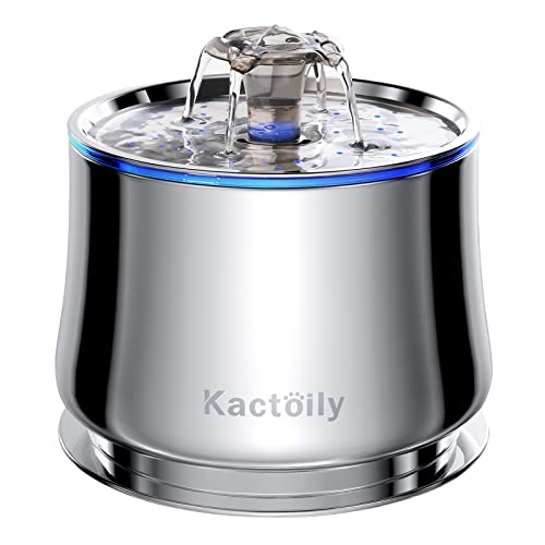 Stainless Steel Cat Water Fountain, 84Oz/2.5L Pet Water Fountain Bpa-Free, Flower Mode Automatic Stainless Steel Water Fountain For Cats Inside, Metal Cat Fountain With Usb Adapter, Clean Brush&Cloth #TOP7