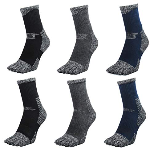 5本指ソックス 綿100 厚底パイル 作業用 メンズ 五本指靴下 25-27cm 柄組み合わせC+D 6足