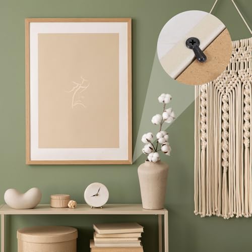 Image of uxcell 1Set Picture Hangers Kit, Picture Frame Hook, Frame Backing Fasteners Hardware for Hanging Clock Paintings Pictures, Black
