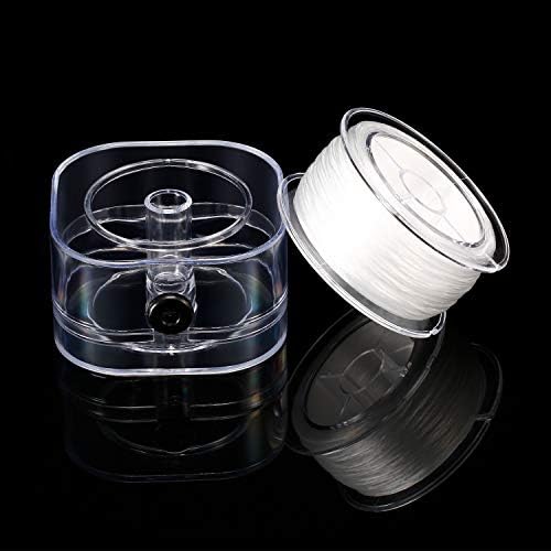 Yaomiao 0.8 mm Elastic String Elastic Bead Cord Clear Stretchy Bracelet Beading Thread with Beading Needle for Jewelry Bracelet Making (Clear, 90m/Roll)