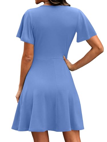 Image of RUMIA Women Casual Dresses Wrap V Neck Dress A-Line Summer Sundress Fashion