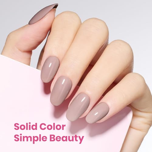 Image of Beetles Nude Pink Gel Polish - Chestnu Serenade 15ML Full Size /0.51Fl Oz, HEMA-Free Pink Nude Gel Polish, Soak Off UV LED Lamp Fall Nails Art, Manicure Salon DIY French Nails