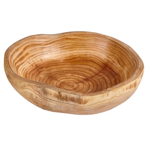 EUBSWA Stilvolle Obstschale aus Naturholz Handgefertigte Unregelmäßige Holzschale für Küchentheke & Tischdekoration Kreative Servierschüssel für Obst Salate (20-24CM)