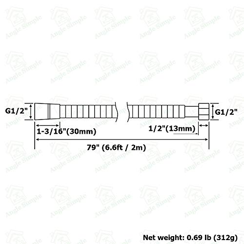 Handheld Shower Hose 79", Angle Simple Stainless Steel Flexible Shower Sprayer Hose, Replacement Shower Hose 1/2" Ips, Shower Extension Hose, Brushed Nickel #TOP1