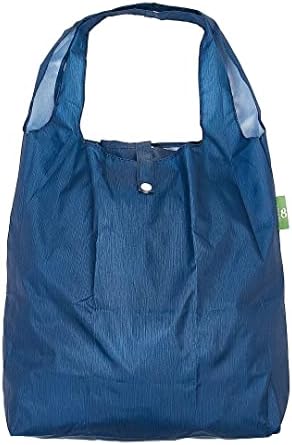 ECO CHIC Lightweight Foldable Reusable Shopping Bag | Water Resistant Shopping Tote Bag | Folds Into Attached Pouch for Storage | Made from Recycled Plastic Bottles