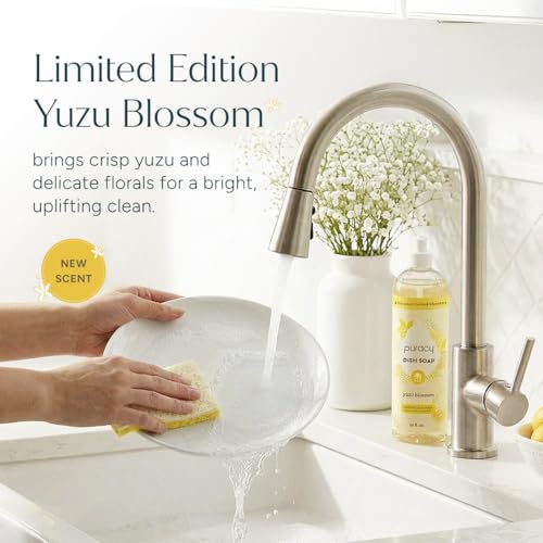 Image of Puracy Natural Dish Soap - Skin-Softening Dishwashing Soap, Non-Toxic Dish Soap, Organic Liquid Dishwashing Detergent Soap, Coconut-Derived Cleanser (Yuzu Blossom, 16 fl oz, 3 Pack)