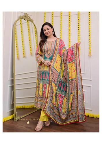 Image of Viscose Muslin womens kurta set with dupatta /womens kurta set with dupatta