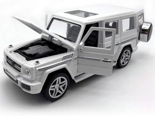 Image of Kids Model 1:32 G65 Die Cast Metal Car Pull Back Action Opening Doors with Realistic Engine Sound Lights Toy Car Gift for Boys - White