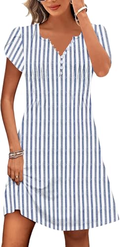 Image of Disamer Womens Casual Dresses Short Sleeve Summer Dresses 2026 Boho Floral Beach Sundresses Spring A-Line Dress with Pockets