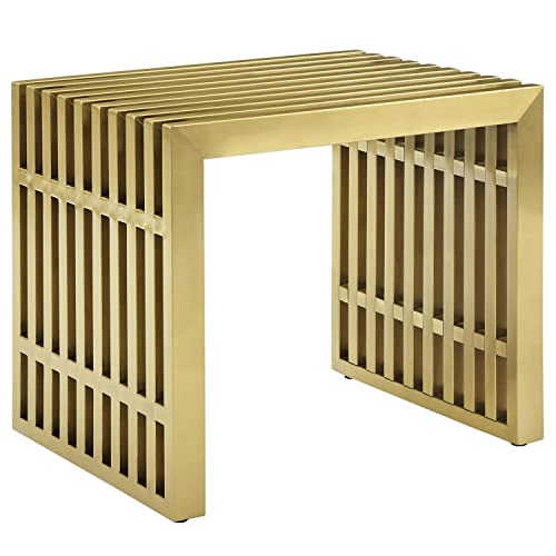 Modway Gridiron Contemporary Modern Gold Stainless Steel Small Bench, 19.5" #TOP8