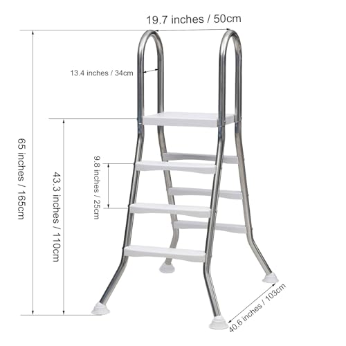 Escalera para piscina elevada de acero inoxidable 6 escalones miniatura 6