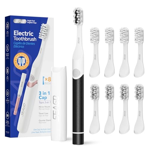 Seago Elektrische Zahnbürste Kinder für Reise, Schallzahnbürste, 2 Putzmodi, 24000 Vibrationen pro Minute, 8 Ersatzköpfe, Tragbare Batterie Zahnbürste, Elektrische Reisezahnbürste, SG-2102 (Schwarz) Seago Elektrische Zahnbürste Kinder für Reise, Schallzahnbürste, 2 Putzmodi, 24000 Vibrationen pro Minute, 8 Ersatzköpfe, Tragbare Batterie Zahnbürste, Elektrische Reisezahnbürste, SG-2102 (Schwarz)