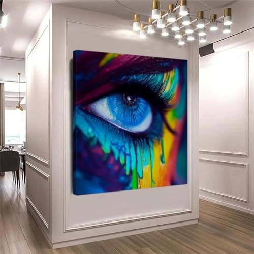 Carteles en lienzo de graffiti de ojos coloridos, cuadros abstractos de pared para salón