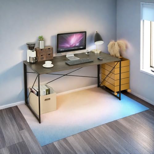 FurnitureR 32\'\' Folding Desk No Assembly Required Desk 2 Tier Computer Desk for Study Home Office, Portable Foldable Laptop Table with Metal Frames/Wood Top, Rustic Brown (Vintage Brown, 55.1 Inch) - Thumbnail 4