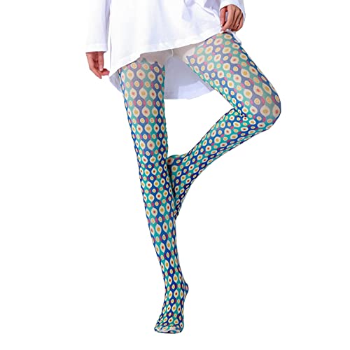 Image of Sahabowi Women Tights, Sheer High Waist Pantyhose, Vintage Control Top Stockings, Siwa opaque print1