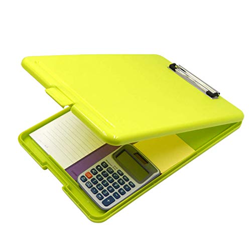 JEBBLAS Plastic Translucent Clipboard Pack with Storage Case Box Letter Size Paperboard Assorted Colored Hardboard Set Low Profile Clip, Wall Mount Clip Boards (Yellow)