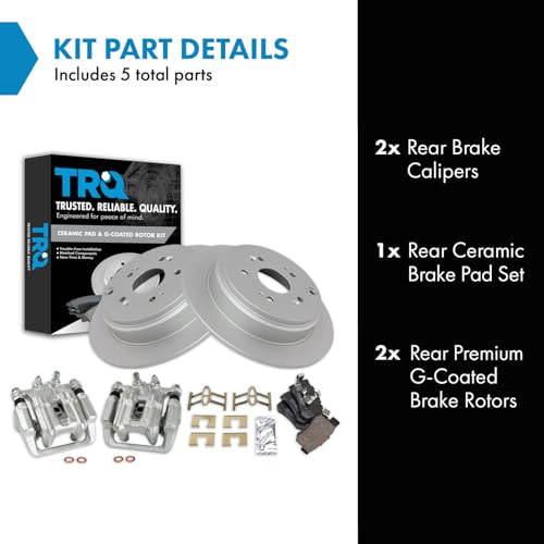 Image of TRQ Rear Brake Pad and Rotor Set Ceramic G Coated Rotors Calipers