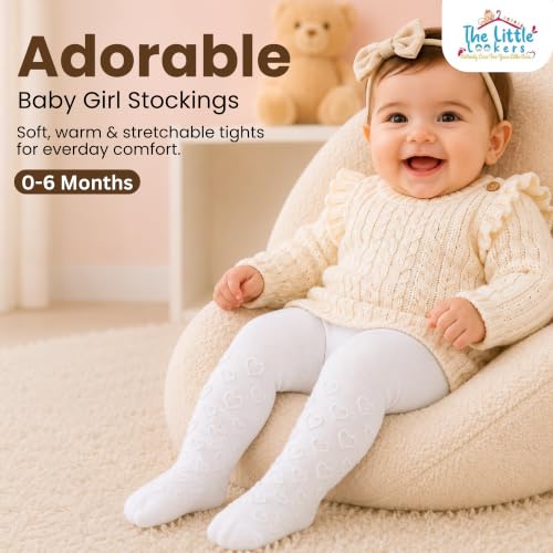 Image of THE LITTLE LOOKERS Baby Tights Thick Toddler Baby Girl Seamless Knit Leggings Thick Solid Cotton Stockings Footed Pants Pantyhose for Years Baby