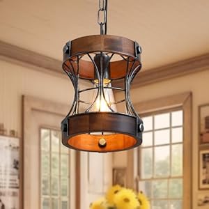 Rustic Chandelier Modern Farmhouse Chandeliers for Dining Room Wood Lantern Pendant Lights for Kitchen Island Foyer Hallway Bar 1 Light Antique Light Fixtures for All Ceilings D 75 x H 88