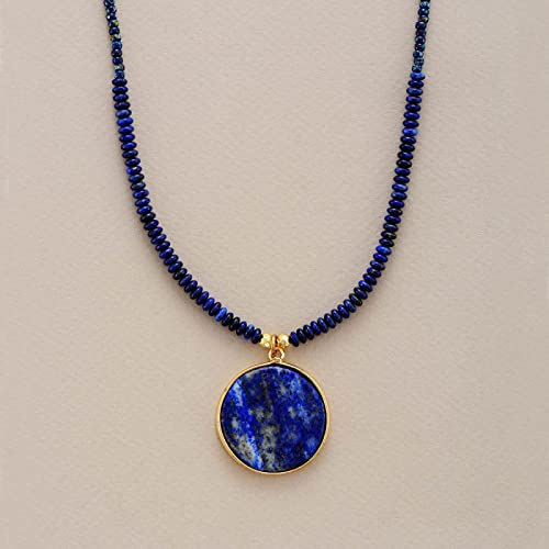 Simple Ladies' Lapis Lazuli Pendant Necklace Girl's Necklace Chain Necklace Jewellery,Jasper3