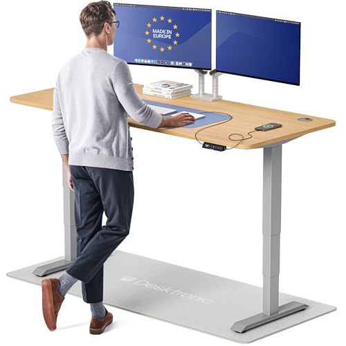 Image of Desktronic HomePro Standing Desk 72x30 - Made in Europe, Ergonomic Sit Stand Home Office Desk, Electric Height Adjustable, Dual Motor, USB & USB-C Charging, Wobble-Free, Touchscreen, 3 Memory Presets