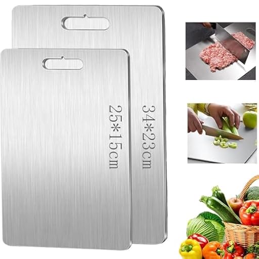 Tabla Cortar Acero Inoxidable, 2 Piezas Titanium Cutting Board, Grado Alimenticio de Doble Cara tabla de cortar acero inoxidable, Garantizar el Sabor Original de Los Ingredientes (34*23cm+25*15cm) | Ya disponible en tu tienda friki favorita! En mundofriki.es! Tabla Cortar Acero Inoxidable, 2 Piezas Titanium Cutting Board, Grado Alimenticio de Doble Cara tabla de cortar acero inoxidable, Garantizar el Sabor Original de Los Ingredientes (34*23cm+25*15cm) | Ya disponible en tu tienda friki favorita! En mundofriki.es!