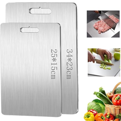 Tabla Cortar Acero Inoxidable, 2 Piezas Titanium Cutting Board,