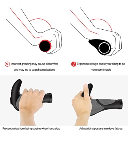 Image of TOPCABIN Ergonomic Bike Grips - Widen Holding Rubber Grips with Aluminum LockGrips for Mountain & Road Bikes