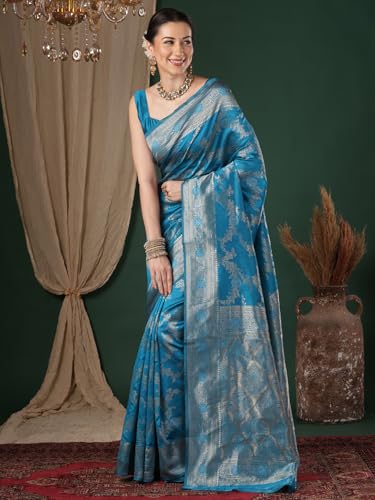 Image of AKHILAM Women's Kanjivaram Woven Soft Silk Saree With Blouse Piece