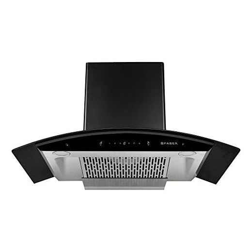 Faber 90 cm 1200 m³/hr Curved Glass Autoclean Chimney (HOOD EVEREST SC TC HC BK 90, Filterless technology, Touch Control, Black)