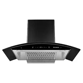 Faber 90 cm 1200 m3/hr Curved Glass Autoclean Chimney (HOOD EVEREST SC TC HC BK 90, Filterless technology, Touch Control, Black)