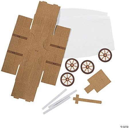 Fun Express 3D Western Covered Wagon Craft Kit Makes 12 - Cowboy Party Favors for Kids Birthday & Rodeo Themed Celebrations | VBS Vacation Bible School Supplies with Easy Assembly Instructions image 3