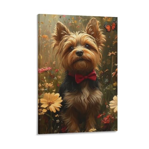 Impression sur toile Terrier du Yorkshire pour décoration de chambre et idée cadeau