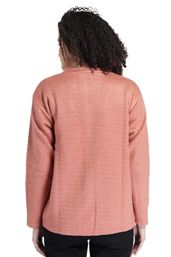 Image of MANRA Women's Woolen V-Neck Buttoned Full Sleeve Cardigan Self Design Soft Wool Fabric Winter Wear Pure Wool Sweater Fully Warm with Front Pockets Stylish Cardigan