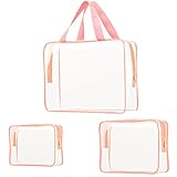 3Pcs Crystal Clear PVC Travel Toiletry Bag Kit for Women Men, Waterproof Vinyl Packing Organizer Sto