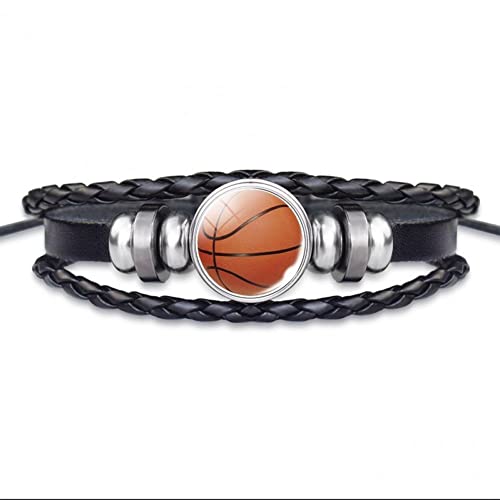Bracelet Basketball en Cuir Bracelet en Verre Boucle Boucle Punk Bijoux Bracelet Hommes Femmes Punk Cover