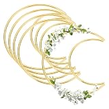 QUARKZMAN 5 Pcs Anillos Atrapasueños, Diadema De Moon De 4 Pulgadas Aro De Macramé Anillo Atrapasueños Aros Florales De Metal para Manualidades DIY Suministros para Hacer Coronas Decoración