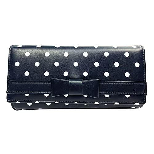 ROYALFAIR - Cartera para Mujer, Suave, Suave, de Piel sintética, con Lunares, Pajarita, Color Negro Cover