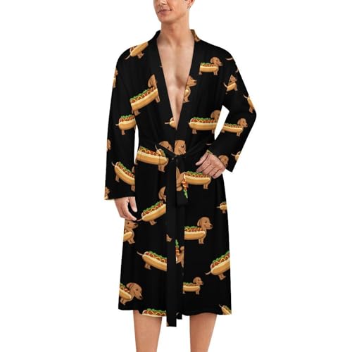 Dachshund Hot Dog Classic Bathrobe Loungewear Dressing Gown Womens Men Spa Hotel Sleep M