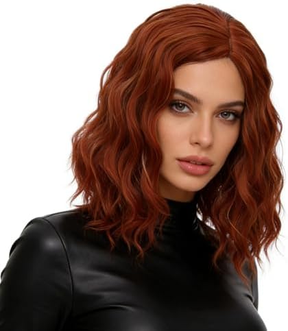 Aicos Short Curly Orange Bob Wig 35cm Heat Resistant Cosplay