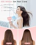 LKV Hair Dryer, 110,000 RPM Brushless Motor 200 Million Ionic Hairdryer 85dB Low Noise Fast Drying Hair Dryers with 2 Speed 3 Heat Setting Blow Dryer High Power Travel Hairdryers for Women Men (Pink) - Image 5