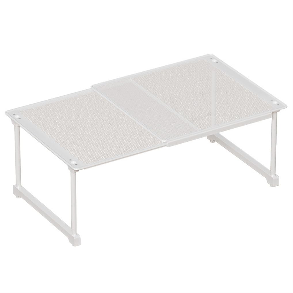 Verstellbares, erweiterbares Schrankregal – stapelbares Kleiderregal für Badezimmer, Küche und Speisekammer – vielseitig, platzsparend (Weiß, 52–86 x 42 x 30 cm)