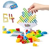 GALAXY GLOW Stacking Game 64PCS Balance Tower Blocks Game for Kids & Adults, Tetra Balance Board Family Party Tabletop Game, 2+ Player Stacking Building Blocks Toy for Home Travel