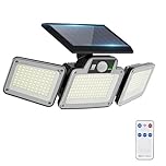 280 LED Solar Flood Lights Outdoor, 3 Adjustable Heads Solar Lights Outdoor Garden Motion Sensor, Waterproof Wireless Solar Security Lights Outside for Yard Garage Driveway Patio Garden, 1 Pack