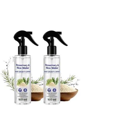Rosemary Water Spray for Hair Growth & Smooth Finish | Lightweight Leave-In Hair Mist for Strong, Soft & Shiny Hair | Non-Greasy Daily Scalp & Care Spray | 100ml (Pack of 2)