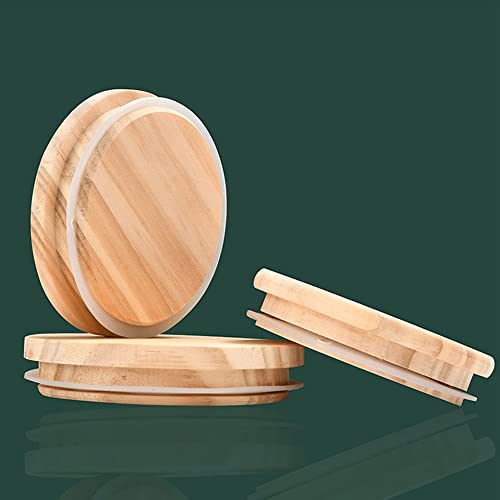 FEWB Deckel aus Bambus, Einmachglasdeckel mit normalem Mund und Silikondichtungsdeckeln, Siegelring Behälter aus Glas(11cm-F) Cover