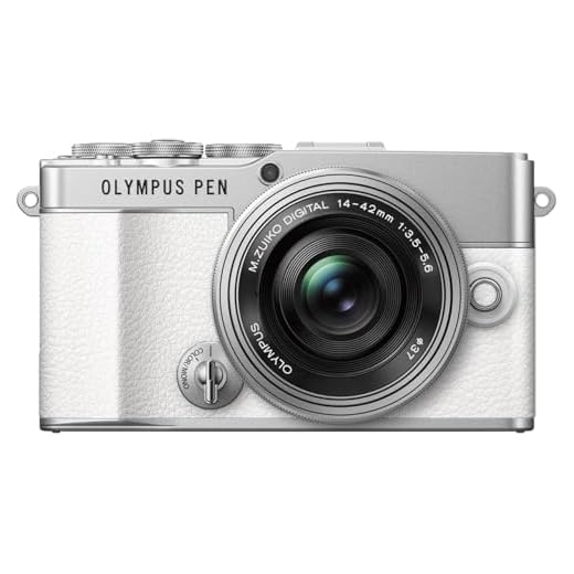 Kit de cámara Olympus Pen E-P7 Blanca, Sensor de 20 MP, LCD de Alta definición abatible, 4K, Wi-Fi, Control de Perfil Monocromo y del Color, Incluye M.Zuiko Digital ED 14-42 mm EZ Plata