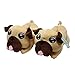 Close Up Mops/Pug Plüsch-Hausschuhe für Erwachsene, Einheitsgröße, braun