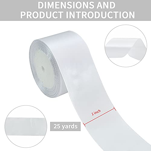 TONIFUL 5cm x 20M Weib band breit geschenkband große schleife satinband für auto Bogen Schleifen Partydekoration Stuhl Hochzeit Der Valentinstag Geschenkverpackungen Strauß geschenkband