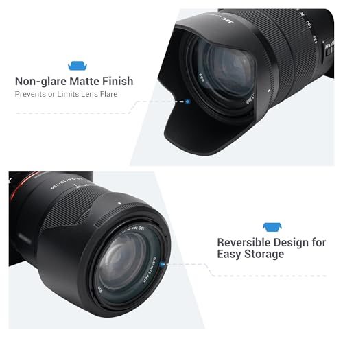 Image of JJC ALC-SH153 Bayonet Reversible Lens Hood for Sony E 18-135mm f /3.5-5.6 OSS Lens, ALCSH153 Lens Hood for Sony SEL18135, Replaces Sony ALC-SH153 Lens Hood